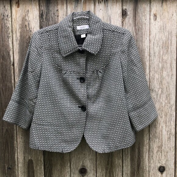 Larry Levine Jackets & Blazers - Vintage Larry Levine Black White Suit Jacket Size 12